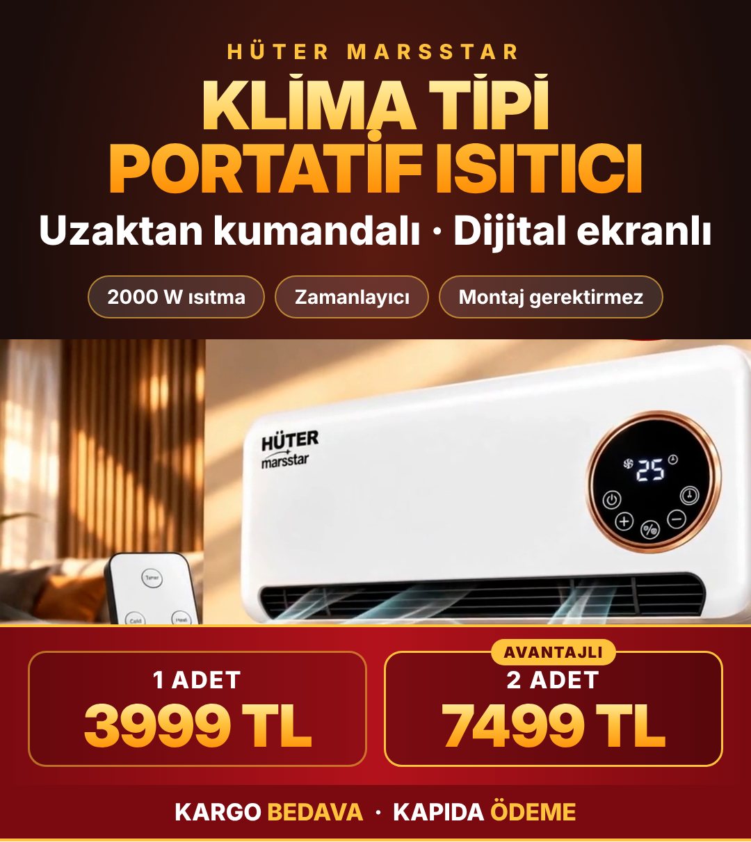 Hüter Marsstar Klima Tipi Portatif Isıtıcı