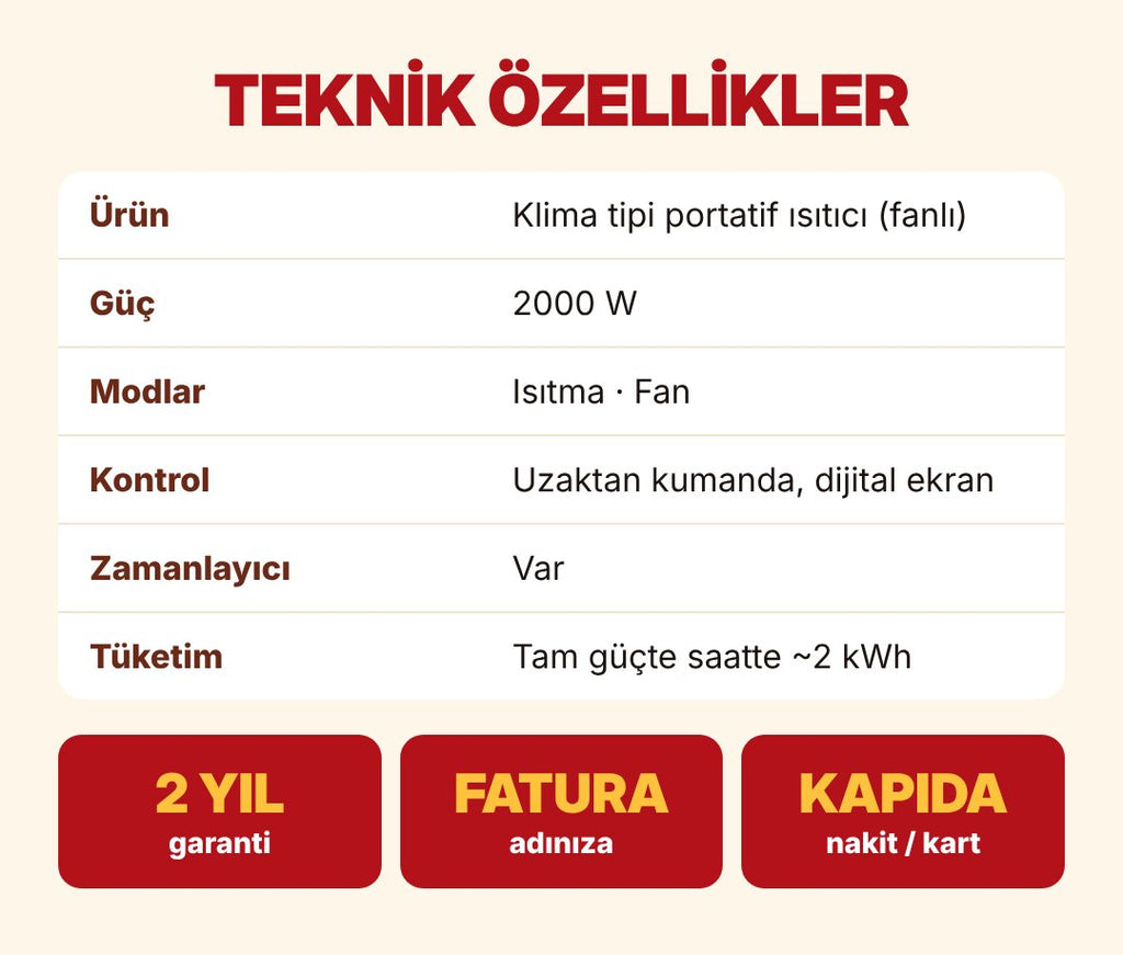 Hüter Marsstar Klima Tipi Portatif Isıtıcı
