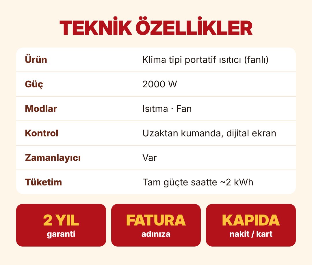 Hüter Marsstar Klima Tipi Portatif Isıtıcı